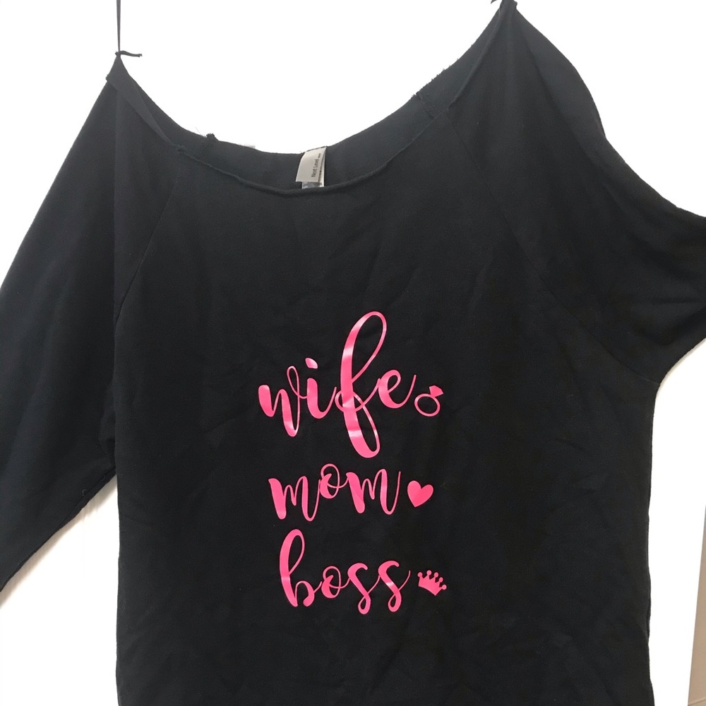 Off shoulder 3/4 sleeve sweatshirt